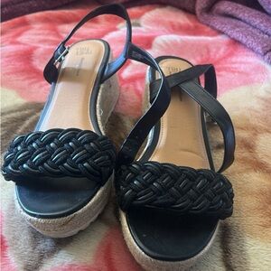 Time and Tru Black Espadrille Sandals